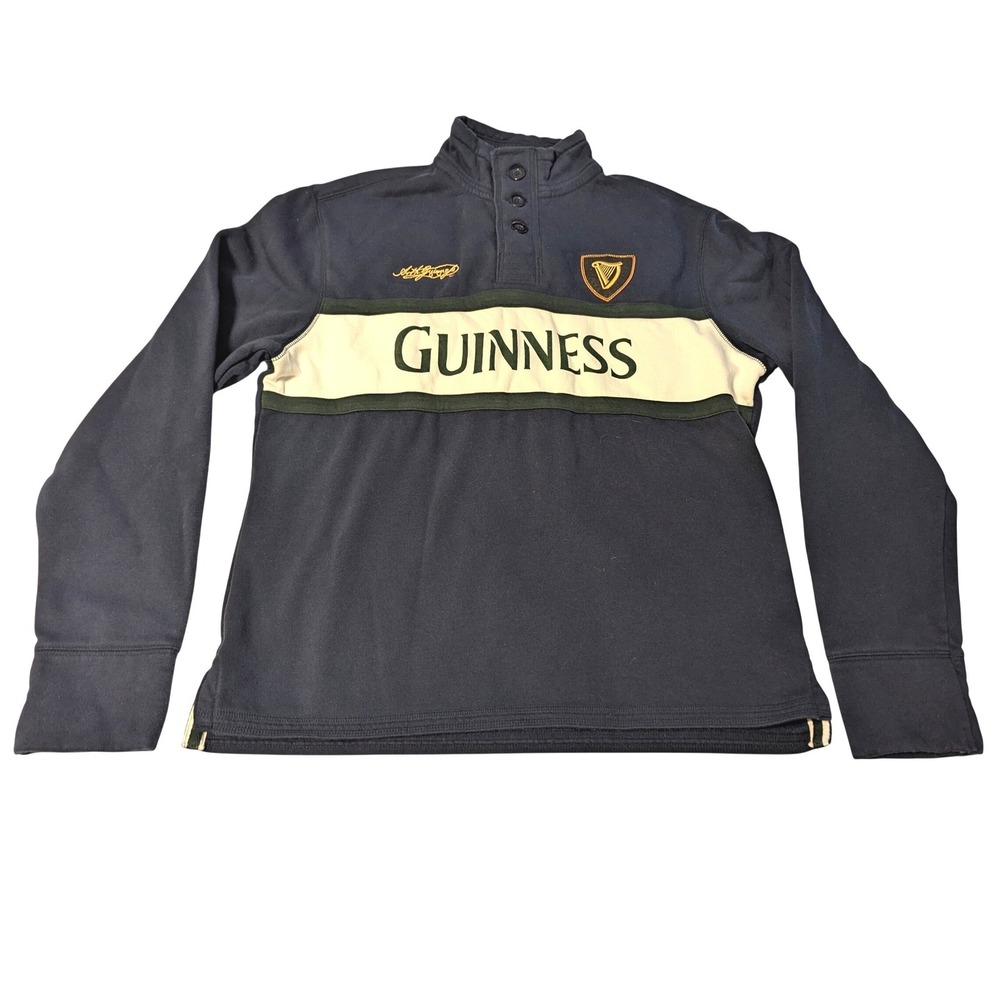 Guinness Official Merchandise‎ XL Sweatshirt Navy Blue Quarter Button Fleece